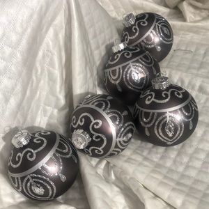 Plum and Silver Christmas Ornament Set